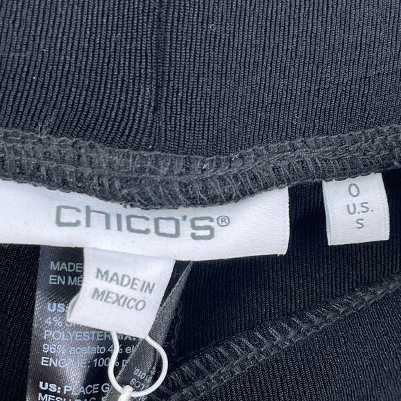 Chicos Travelers Womens Small Black Lace Trim Cropped Pants Stretch Slinky Knit - Picture 4 of 9